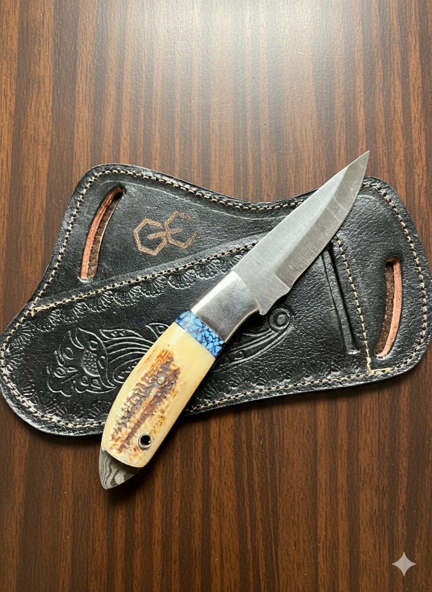 🦌 Custom Handmade Deer Antler Skinning Knife