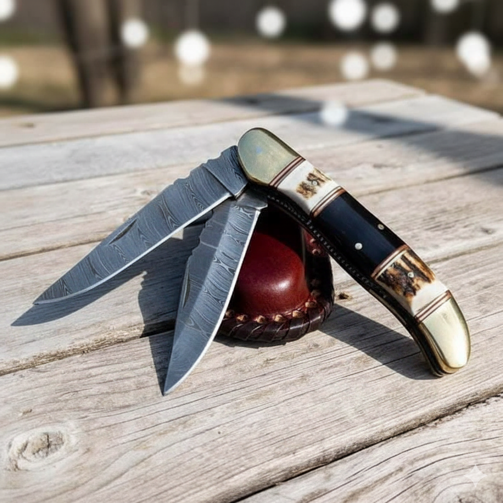 Custom’s Handmade Trapper Knife – Deer Antler & Epoxy Resin Handle 🦌✨