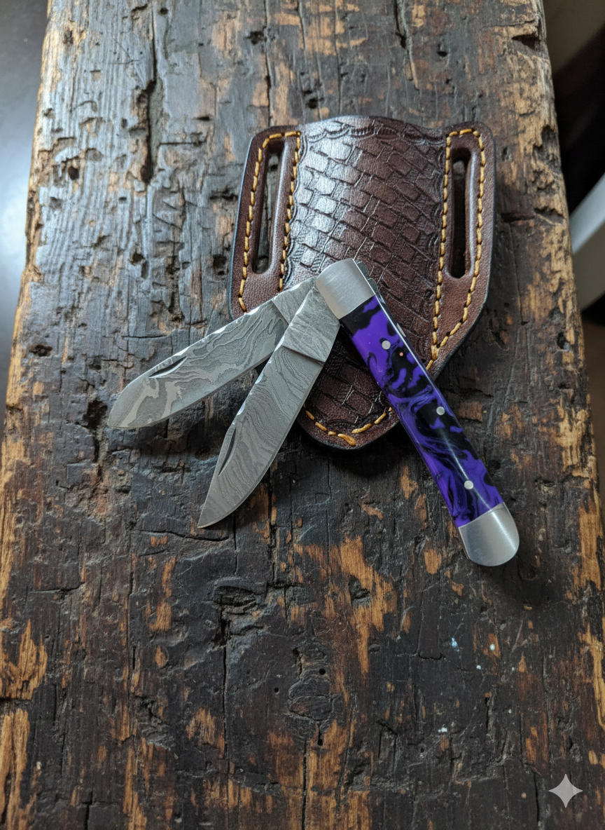 Custom’s Handmade Trapper Knife – Epoxy Resin Handle ✨