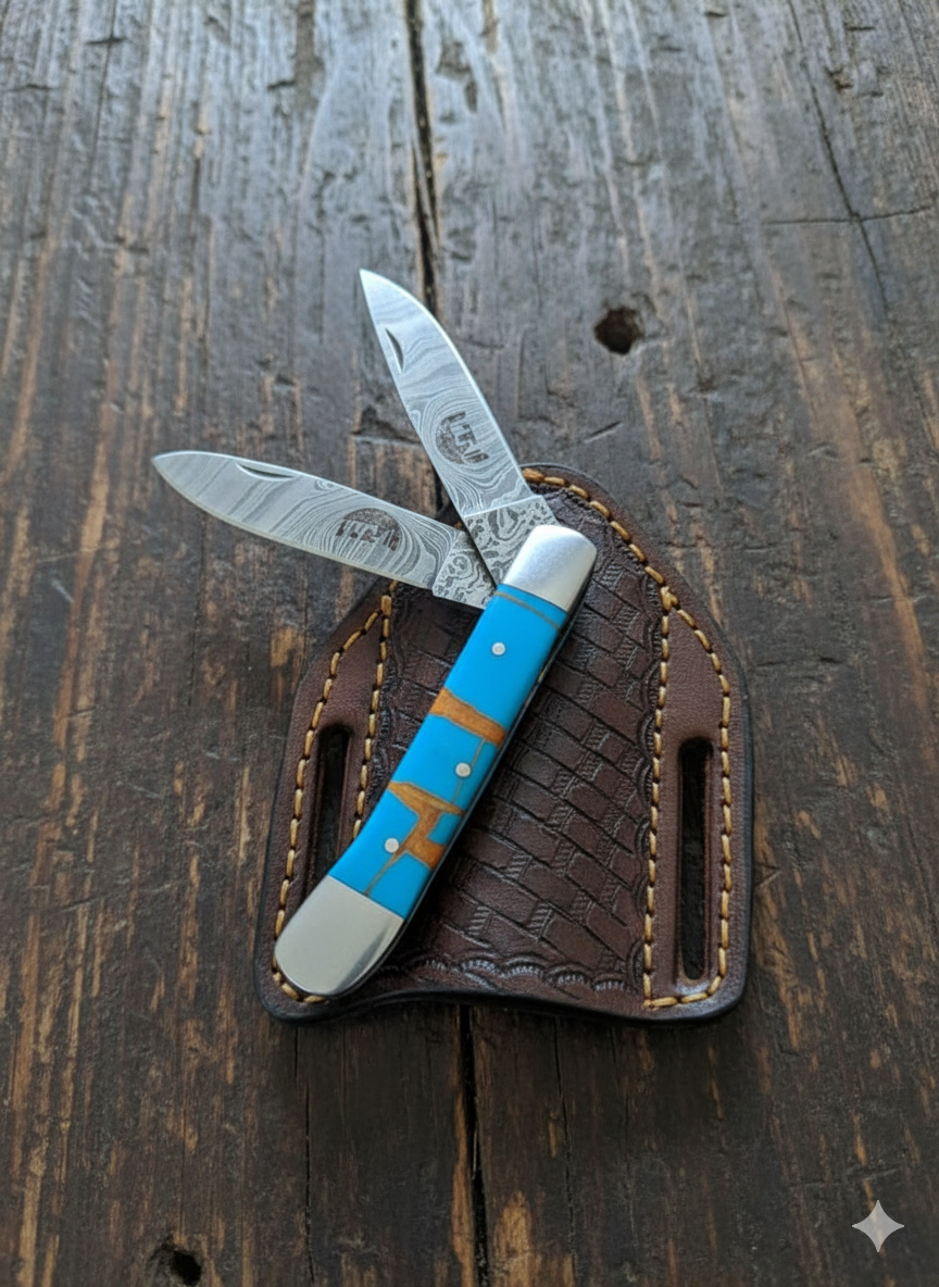 Custom’s Handmade Trapper Knife – Wirecut Blade & Epoxy Resin Handle 🔥